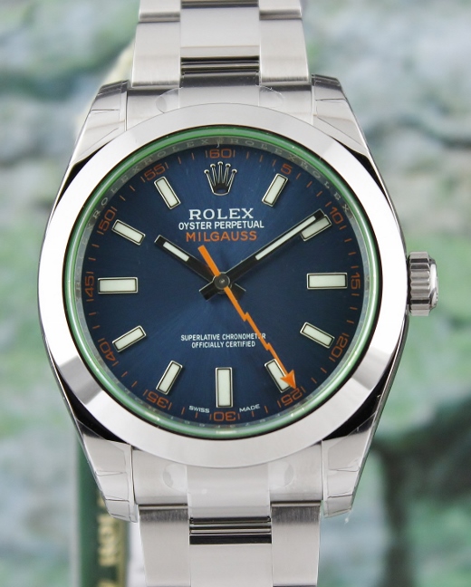 (image for) Unworn Rolex Milgauss GREEN GLASS Blue Dial / 116400 GV